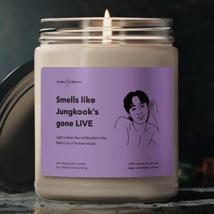 Smells Like Jungkook&#39;s Gone LIVE Scented Candle: Kpop BTS ARMY Gift, 50-60 Hour Burn
