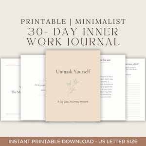 Unmask Yourself: 30-Day Self-Reflection Journal PDF – Guided Inner Work, Mindfulness, Spiritual Healing Workbook, Digital Download