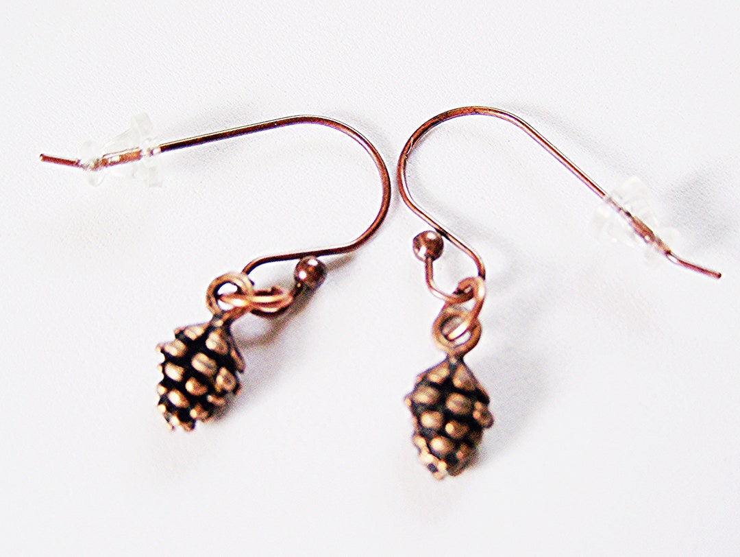 Autumn Earrings, Copper Pine Cone Earrings, Autumn Earring Gift, Tiny