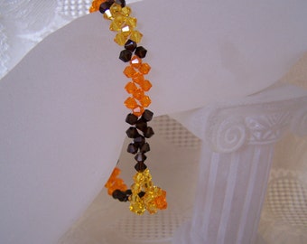 Right Angle Weave Bracelet Autumn Colors Swarovski Crystals Clearance