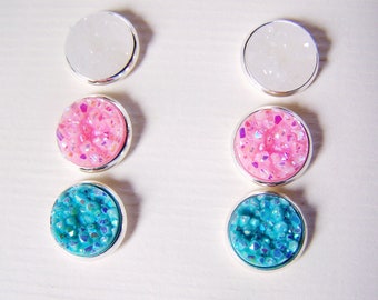 Earring Set,  Faux Druzy Post Earrings, Faux Druzy Stud Earrings, Pastel Stud Earrings, Druzy Post Earrings, Stud Earring Set, Post Earrings