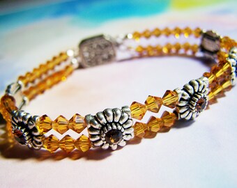 Women's Bracelet,  Swarovski Crystal Sliders,  November Birthstone Bracelet, Swarovski Crystal Bracelet, Birthstone Bracelet for Mom, Autumn