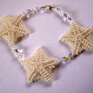 Beaded Starfish Bracelet Bridal Ivory Eggshell