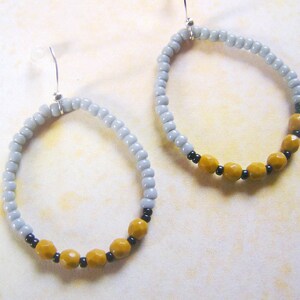 Beaded Hoop Earrings, Big Hoop Earrings, Thin Hoop Earrings, Beaded Hoops, Seed Bead Hoops, Women&#39;s Earrings, Gift Set Matching Necklace