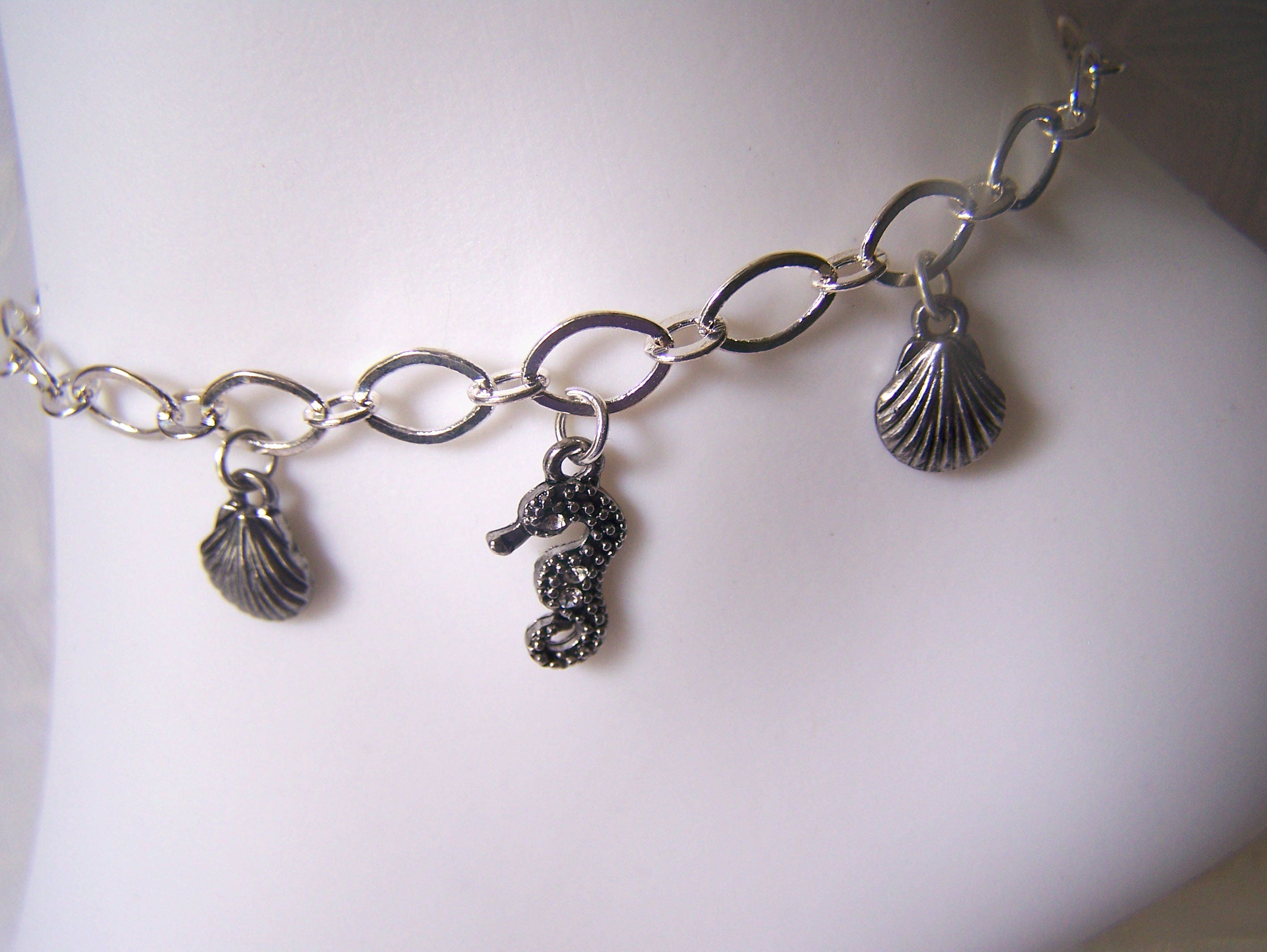 Seahorse Anklet With Clam Shells Marcasite Look - Etsy