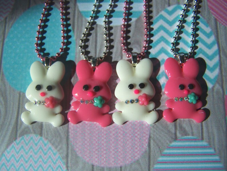 Kid's Easter Bunny Necklace Spring Child Little Girls Etsy