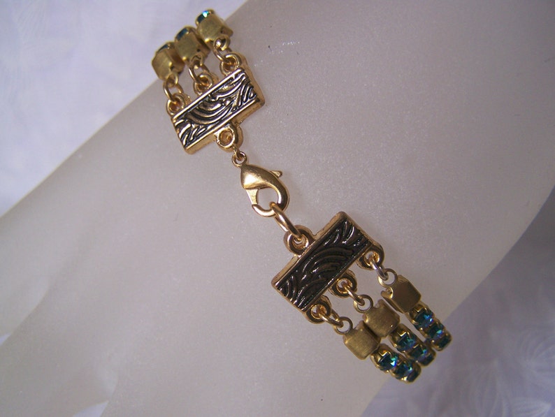 Bracelet Triple Strand Crystal Cup Chain Tennis Bracelet Etsy