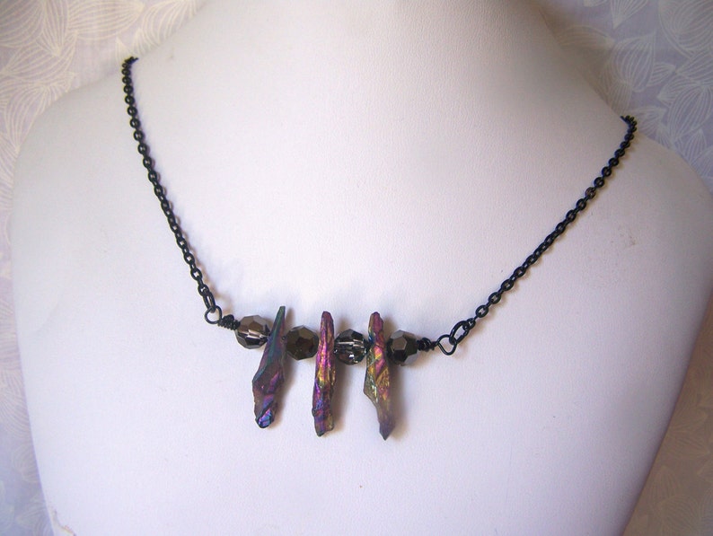 Bar Necklace Genuine Titanium Quartz Healing Stone Etsy