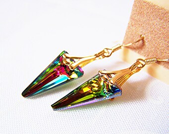 Dangle Earrings, Spike Earrings, Swarovski Crystal Spike Earrings, Crystal Spike Earrings, Earrings for Women, Swarovski Crystal Earrings