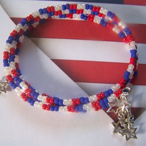 Fourth of July Bracelet Red White and Blue