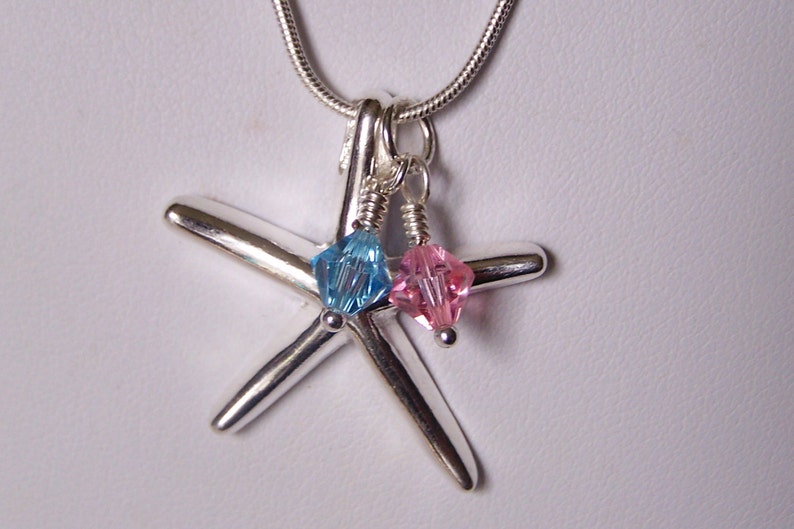 Starfish Necklace Beach Bride Destination Wedding Custom Crystal Colors image 2