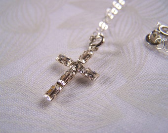 Cross Pendant,  Swarovski Cross Pendant, Baguette Crystal Cross Pendant, Confirmation Gift,  Communion Gift, Religious Jewelry, Unisex Cross