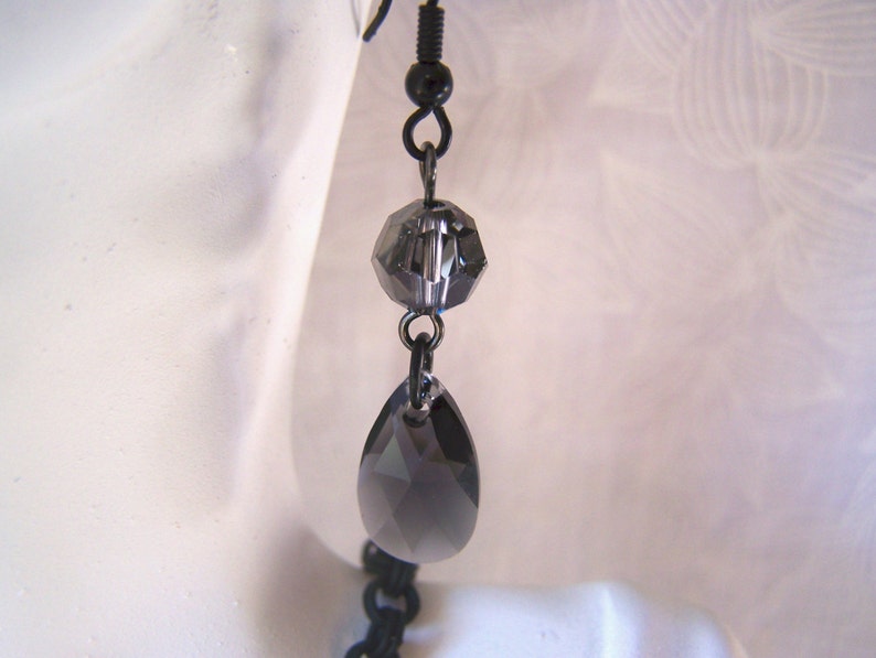 Jewelry Set Swarovski Graphite Pendants Necklace and Earrings Etsy