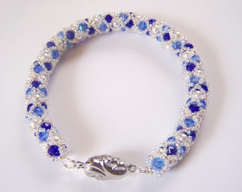 Seed Bead Bracelet, Bead Woven Bracelet, Netted Crystal Bracelet, Netted Beaded Bracelet, Bracelet For Women, Crystal Bead Bracelet,