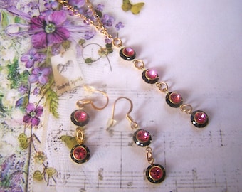 Vintage Swarovski Jewelry Set Y Necklace and Earrings