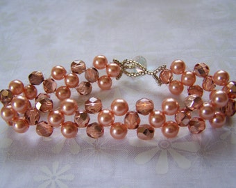 Bracelet Swarovski Pearl and Czech Crystal Right Angle Weave Clearance