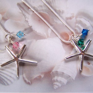 Starfish Necklace Beach Bride Destination Wedding Custom Crystal Colors image 1