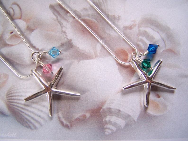 Starfish Necklace Beach Bride Destination Wedding Custom Crystal Colors image 1