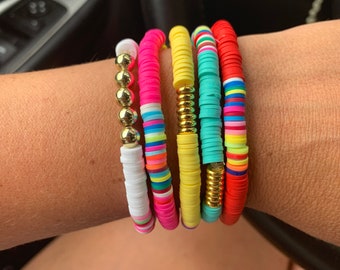 Heishi Bead Bracelets, Stretchy Beaded Bracelet,Summer Bracelet, Summer Jewelry, Women's Bracelet