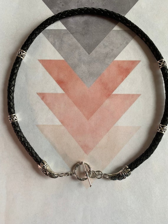 Crixus Champion Necklace, Spartacus Crow Head Leather Choker