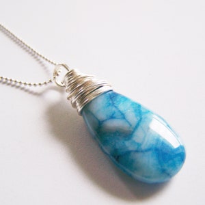 Wire Wrapped Pendant, Wire Wrapped Jewelry, Wire Wrapped Blue Crazy Lace Agate,  Wire Wrapped Healing Gemstone, Wire Wrapped Gemstone