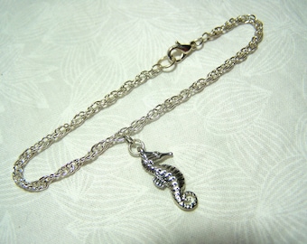 Seahorse Bracelet, Seahorse Charm Bracelet, Sterling Seahorse Charm, Seahorse Jewelry, Sterling Bracelet for Her, Ocean Theme Gift, Beach