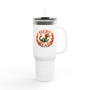Dragon Travel Mug, Fire Breathing Dragon Insulated Mug, Large Dragon Coffee Cup, Dragon Lover Gift, Dragon Theme Travel Tumbler, Mythical