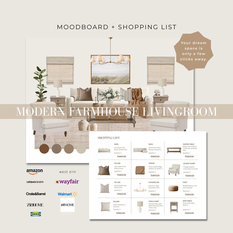Modern Neutral Moodboard - Etsy
