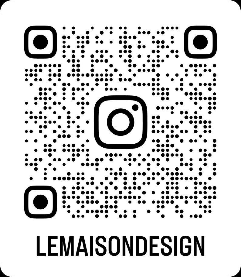 May include: A black and white QR code with the Instagram logo in the center. The text "LEMAISONDESIGN" is printed in bold, black letters at the bottom of the image. The QR code is surrounded by a white background.