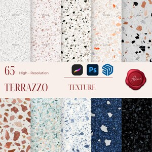 65 TERRAZZO Texture | Texture Pack | Surface Pattern | Terrazzo Pattern | SketchUp Texture | Photoshop | Procreate | High Resolution PNG image 1
