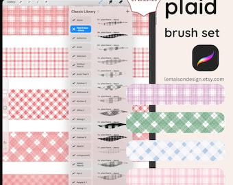27 pędzli PROCREATE do tkanin w kratę | Zestaw pędzli do rysowania | Zestaw pędzli PROCREATE | Ilustracja | Tekstura tkaniny |