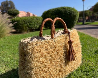 woven raffia bag, handmade moroccan straw bag, artisan boho purse, boho style, summer handbag