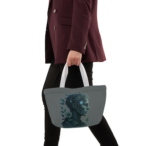 Bolsa de almuerzo ecológica con diseño inspirado en la naturaleza. RBotanical Cyborg Lunch Tote. Bolsa térmica futurista inspirada en la naturaleza.