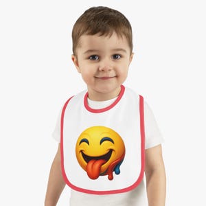 スマイリー絵文字ベビービブ、ベビーシャワーギフトに最適な楽しいビブ、かわいいよだれかけ、乳児用授乳アクセサリー、面白いベビー必需品