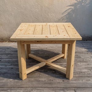 Boerderij X-vormige eettafel, houten eettafelplannen, tuintafel, terrastafel, buitenmeubilair, bouwplan voor een eettafel in de achtertuin, PDF-bestand