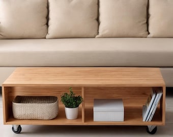DIY Coffee Table Plan: Modern Wood Design with Storage Shelves (PDF Download)