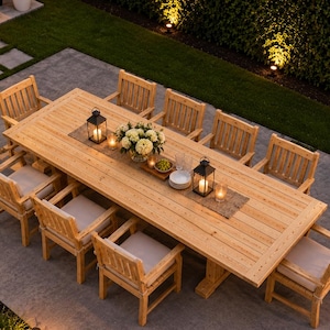 Plattegronden extra lange boerderij eettafel, onderstel tuinmeubilair (pdf-download)