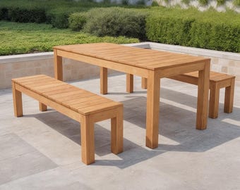 Plattegronden eettafel en bank, modern terrasmeubilair (pdf-download)