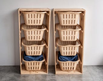 Laundry Basket Rack Build Plan: 4-Tier DIY Woodworking Organizer (PDF Download)
