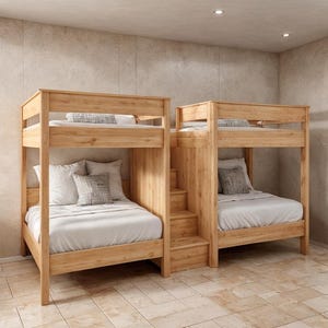 Bunk Bed with Storage Stairs Plan: Full/Twin/Queen Size (PDF Download)