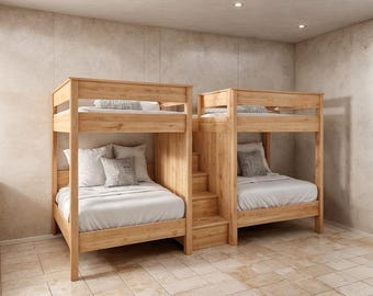 Bunk Bed with Storage Stairs Plan: Full/Twin/Queen Size (PDF Download)