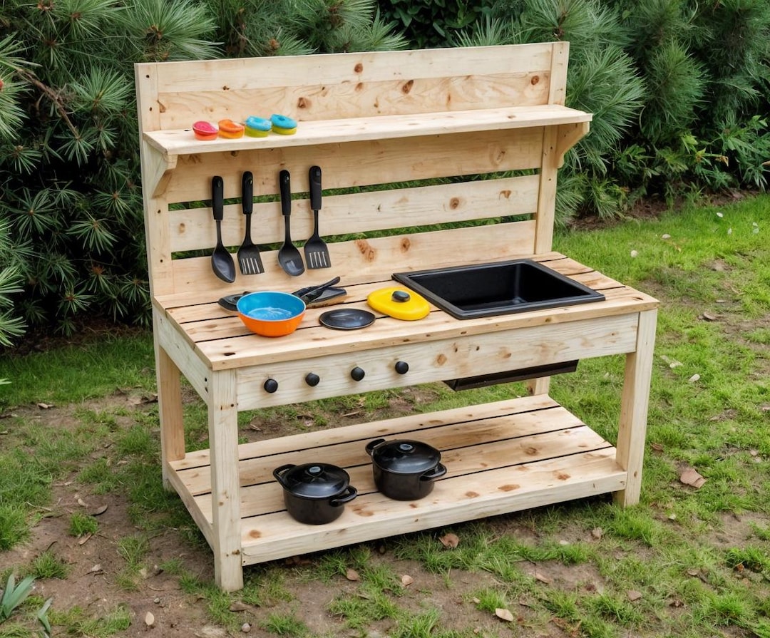 Kids Mud Kitchen Plan: Outdoor Play Kitchen, Woodworking Plans (PDF ...