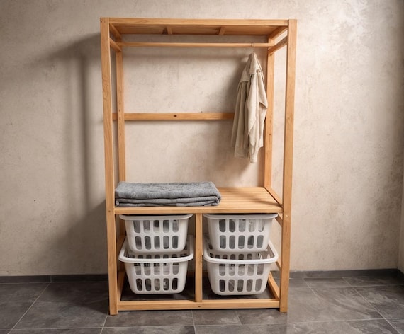 DIY Wäschekorb Organizer Stand: Holzbearbeitungs-Pläne (PDF Download)