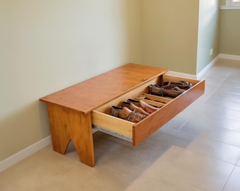 Hidden Shoe Storage Bench Woodworking Plan (PDF), Entryway Organization, DIY Seating Solution