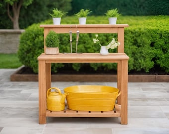 Wooden Potting Bench Build Plan: DIY Garden Table,Woodworking Plans (PDF Pattern)