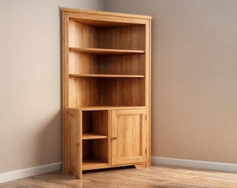 Corner Bookshelf with Storage Plans, Woodworking Plans (PDF Download)