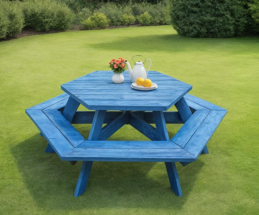 Hexagon Picnic Table Build Plan: DIY Outdoor Furniture, Woodworking ...
