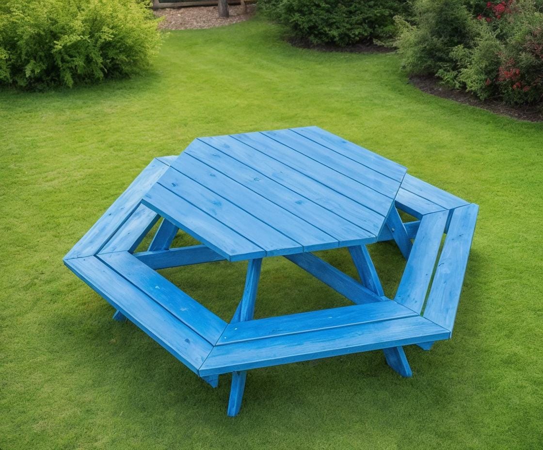 Hexagon Picnic Table Build Plan: DIY Outdoor Furniture, Woodworking ...