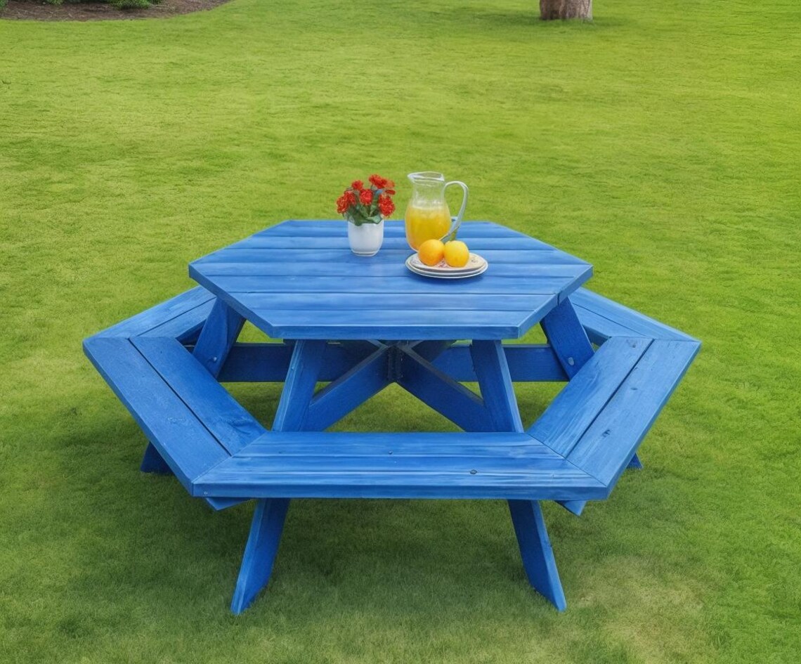 Hexagon Picnic Table Build Plan: DIY Outdoor Furniture, Woodworking ...