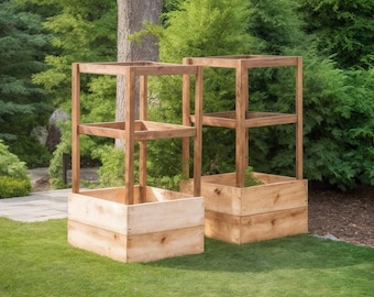 Vertical Raised Garden Planter Box with Cage, DIY Woodworking Plans (PDF Download)
